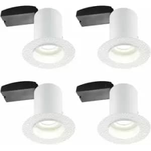 Image of 4 pack Plaster-In Fire Rated Downlight - 50W GU10 Reflector LED - Trimless