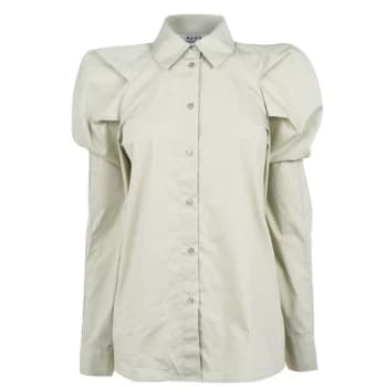 Image of NA-KD Puff Shoulder Shirt - Green