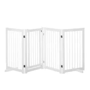 Image of Pawhut Wooden Freestanding Pet Gate w/ 4 Panels & Foldable Fence - White