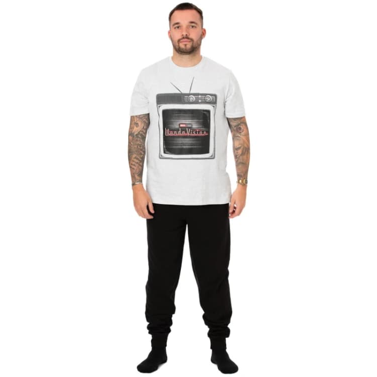 Image of Marvel Short Sleeve Long Leg Pyjama Set White male