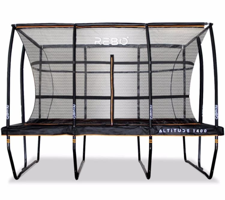 Image of OutdoorToys Altitude Rectangular Garden Trampoline with Safety Enclosure - 1400 (10 x 14ft) in Black Unisex