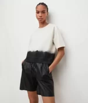 Image of AllSaints Womens Lila Ombre Short Sleeve Sweatshirt, Ecru White, Size: M