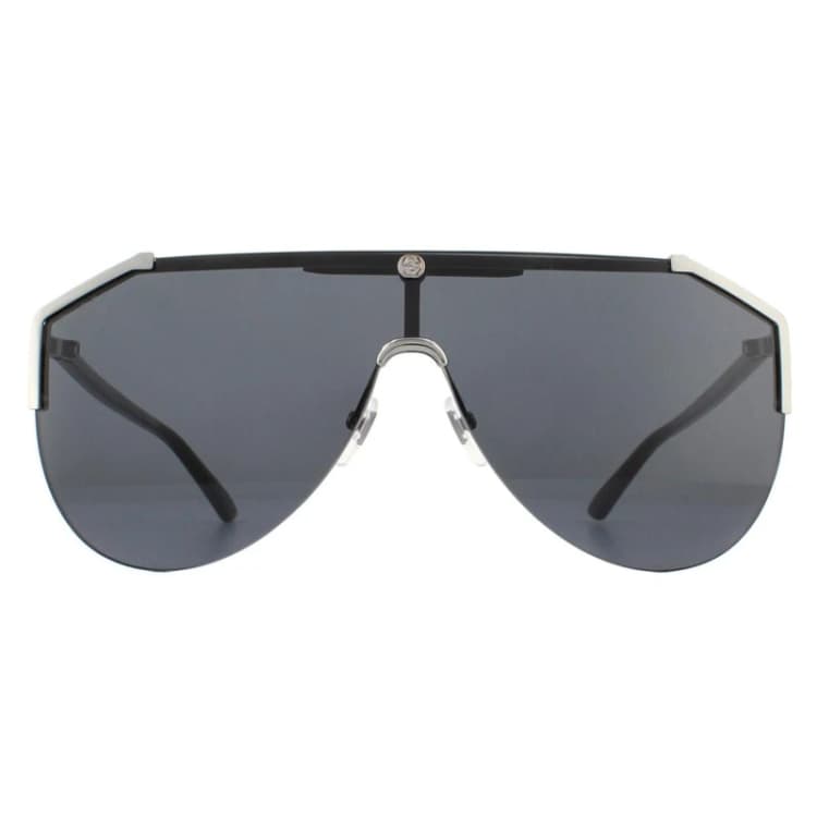 Image of Gucci Shield Ruthenium and Black Grey Sunglasses Grey