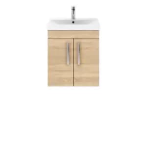 Image of Nuie Athena 500 Wall Hung 2-door Vanity & Thin-edge Basin - Natural Oak
