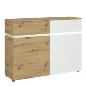 Image of Luci 2 Door 2 Drawer Cabinet (including LED Lighting) In White And Oak Effect