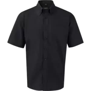 Image of Russell Collection Mens Short Sleeve Easy Care Oxford Shirt (18inch) (Black)