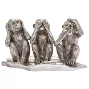 Image of Silver Art Three Wise Monkeys By Lesser & Pavey
