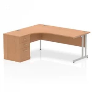 Image of Impulse 1800 Left Hand Cantilever Workstation 600 Pedestal Bundle Oak