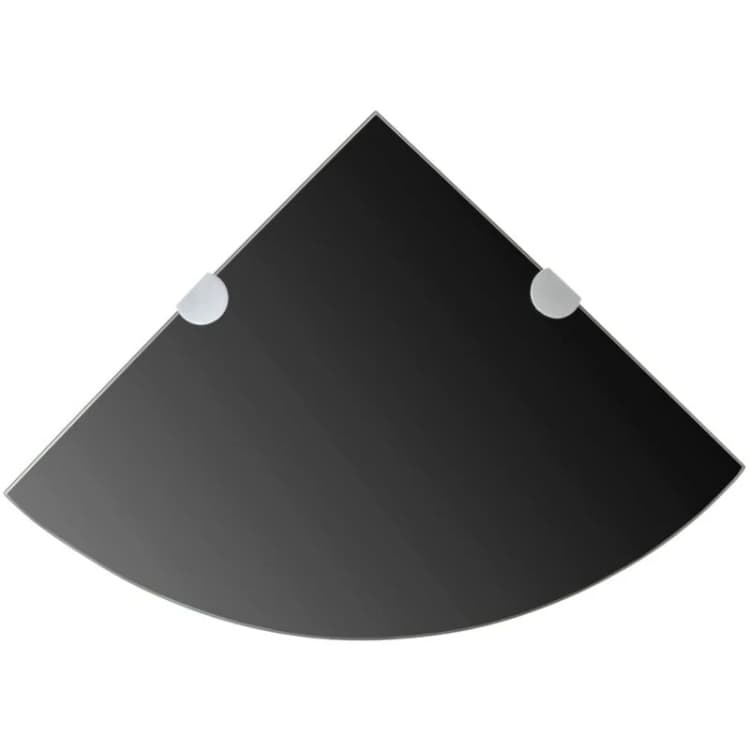 Image of vidaXL Corner Shelf with Chrome Supports Glass Black 25x25cm Floating Display