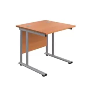 Image of Tc 800 x 800 Twin Upright Rectangular Desk Beech-silver