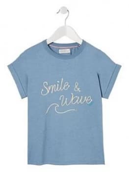 Image of Fat Face Smile Wave Graphic T-Shirt - Chambray