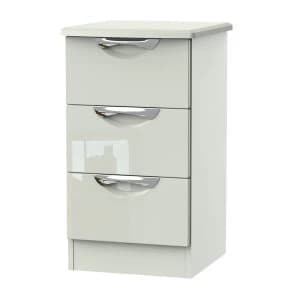 Image of Indices 3-Drawer Bedside Cabinet - White/Grey