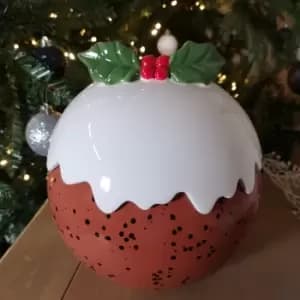 Image of 21cm Christmas Pudding Ceramic Cookie Jar