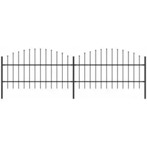Image of Garden Fence with Spear Top Steel (0.75-1)x3.4 m Black vidaXL - Black