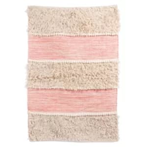 Image of Sass & Belle Pink Scandi Boho Tufted Stripe Rug