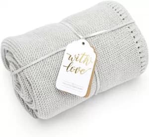 Image of The Little Green Sheep ORGANIC KNITTED CELLULAR BABY BLANKET, Grey