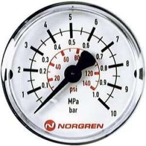 Image of Manometer Norgren 18 013 884 Back side 0 up to 16 bar External thread R18