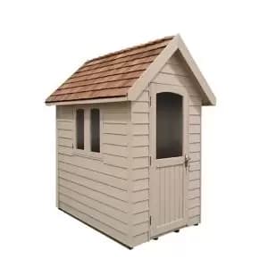 Image of Forest Retreat 6X4 Apex Pressure Treated Overlap Cream Shed With Floor - Assembly Service Included