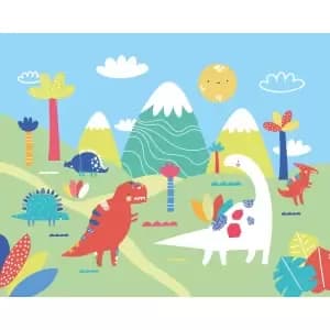 Image of Dinosaur Land Blue Wall Mural - 3m x 2.4m
