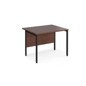 Image of Office Desk 1000mm Rectangular Desk With H-Frame Leg Walnut Tops With Black Frames 800mm Depth Maestro 25