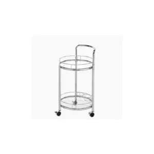 Image of 79cm Value Chrome Metal And Clear Glass Trolley