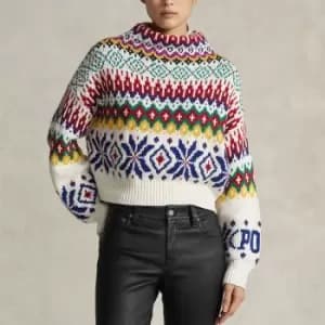 Image of Polo Ralph Lauren Womens Long Sleeve-Pullover Jumper - Cream Multi - XS