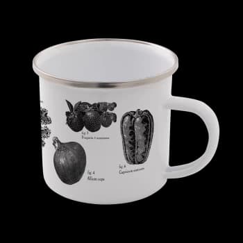 Image of Vegetables Enamel Mug - White
