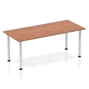 Image of Impulse Straight Table 1800 Walnut Post Leg Silver