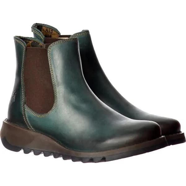 Image of Fly London Salv Womens Leather Wedge Chelsea Ankle Boots - UK 8
