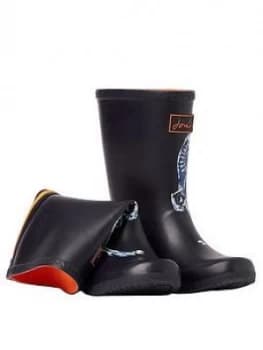Image of Joules Boys Dino Roll Up Wellington Boots - Navy