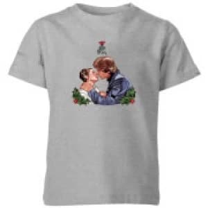 Image of Star Wars Mistletoe Kiss Kids Christmas T-Shirt - Grey - 11-12 Years