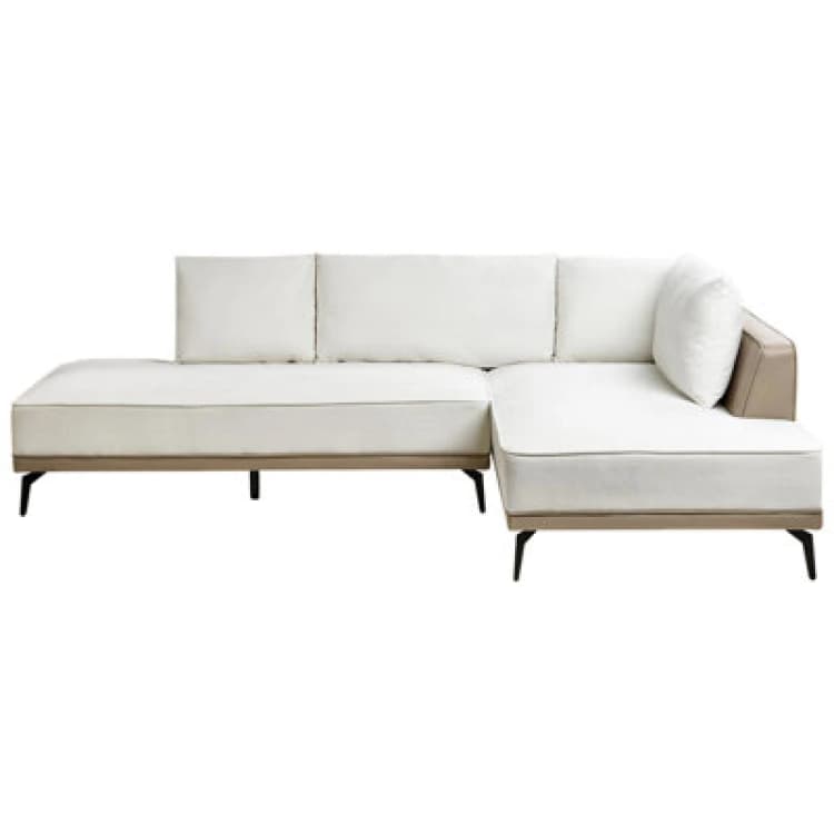 Image of Beliani Corner Sofa 3 Seater Myken Fabric Off-White Left Hand