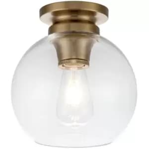 Image of Elstead Feiss Tabby Bowl Semi Flush Ceiling Light Burnished Brass