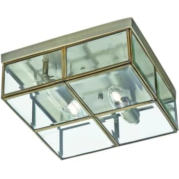 Image of Searchlight Flush - Flush Ceiling 2 Light Antique Brass, E14