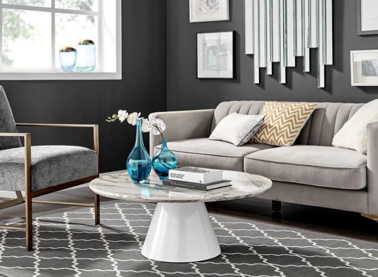 Image of FurnitureboxUK FurnitureboxUK Palma Round Coffee Table in Off White Off White One Size Unisex 5056542636882