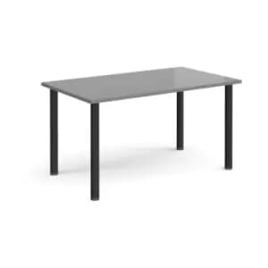 Image of Rectangular Black radial leg meeting table 1400mm x 800mm - onyx grey
