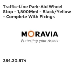 Image of Park-AID Rubber Wheel Stop - Black with Yellow Reflective Panels - 100 x 150 x 1800mm