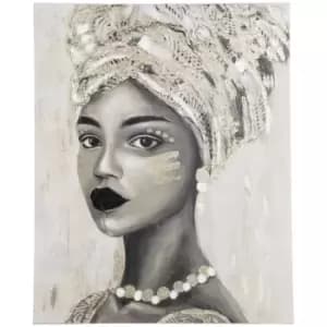 Image of Homcom Hand-painted Wall Art Canvas Painting Artwork African Woman 100 X 80Cm Multi