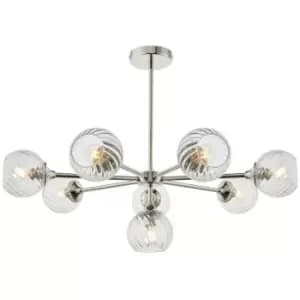 Image of Endon - Allegra 8 Light Multi Arm Glass Shade Ceiling Pendant Bright Nickel