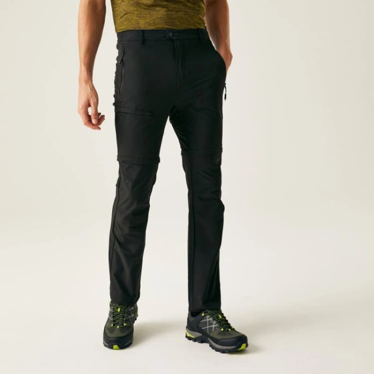 Image of Regatta Mens Highton Zip Off-Trousers in Black Size: 32R Black Male 32R