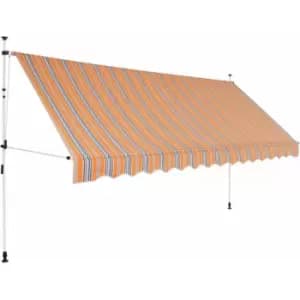 Image of Manual Retractable Awning 350cm Yellow and Blue Stripes Vidaxl Multicolour