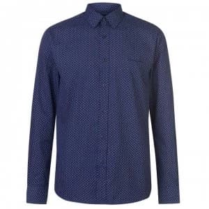 Image of Pierre Cardin Long Sleeve Shirt Mens - Nvy/Wht Geo