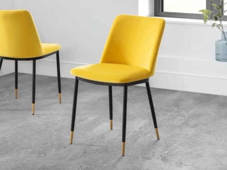 Image of Julian Bowen Delaunay Mustard Velvet Dining Chair
