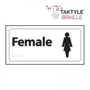 Image of Female’ Sign; Self Adhesive Taktyle; White 300mm x 150mm