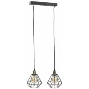 Image of Keter Foskal Bar Pendant Ceiling Light Gold, 50cm, 2x E27