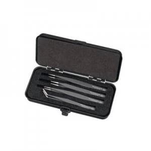 Image of Wiha 32349 Tweezer set 4 Piece Pointed, Flat, wide, Rounded