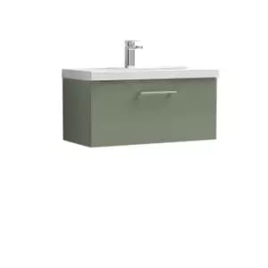 Image of Nuie Arno 800mm Wall Hung 1 Drawer Vanity & Basin 1 Satin Green
