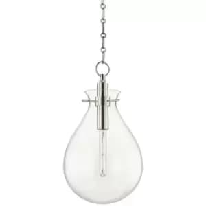 Image of Ivy 1 Light Medium Pendant Polished Nickel, Glass