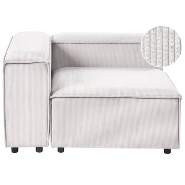 Image of Beliani Corner Seat Ardal Corduroy Off-White Right Hand