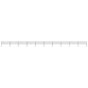 Image of Vidaxl Garden Fence With Hoop Top Steel 17X0.6 M Black